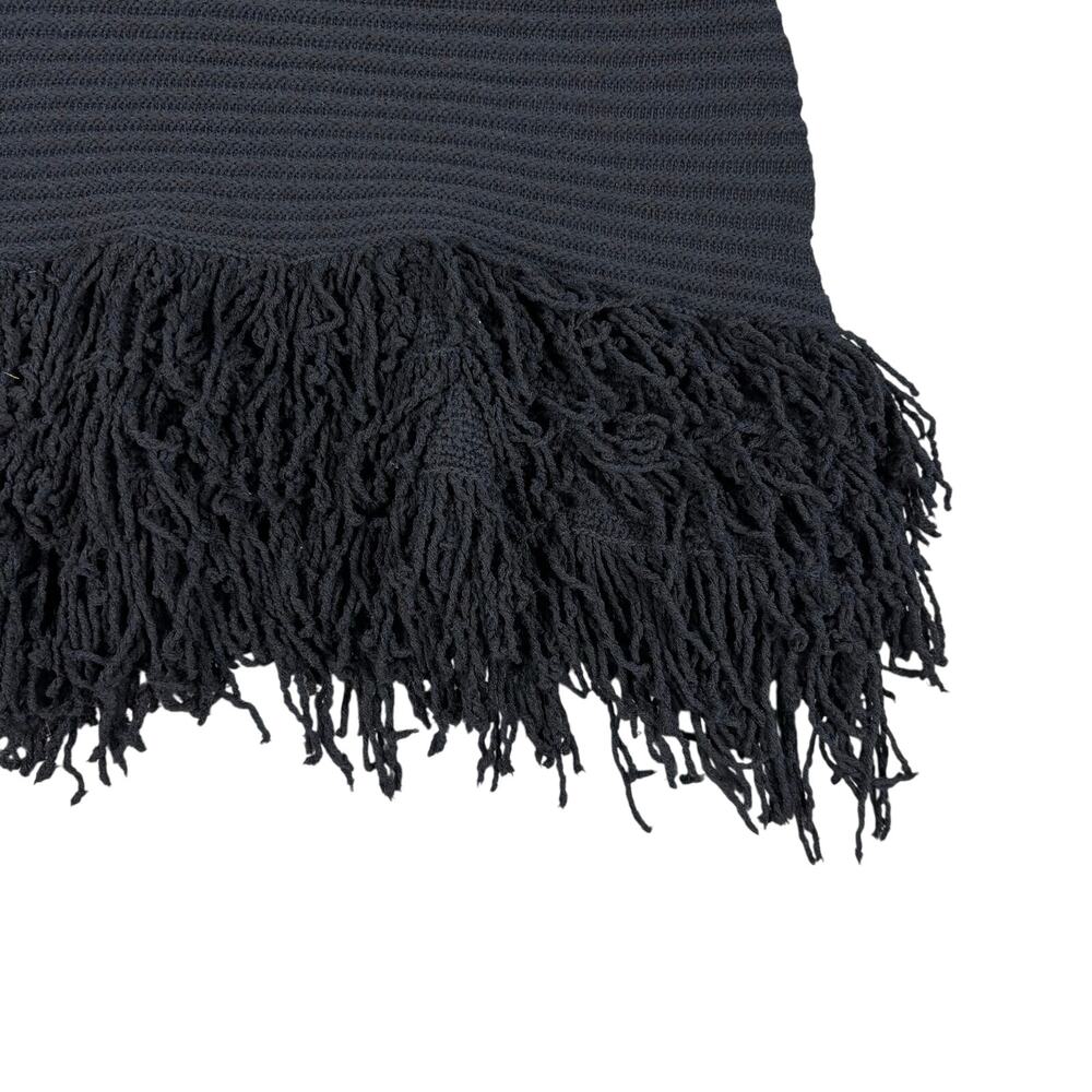 ZARA Black Knit Fringe Mini Skirt Size S Cotton Blend Festival Boho Editorial - Picture 2 of 6